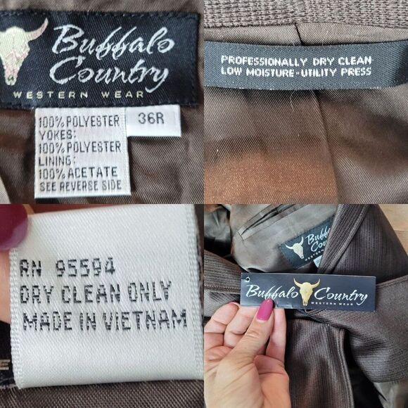 Buffalo Country Western Wear Mens Brown 36R Blazer Color Block Yoke Back Cowboy - Picture 3 of 12